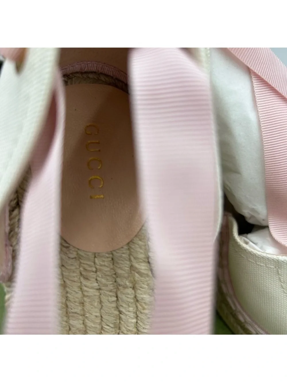 Women’s Gucci white/pink wedge ESPADRILLES size 41 made in Spain